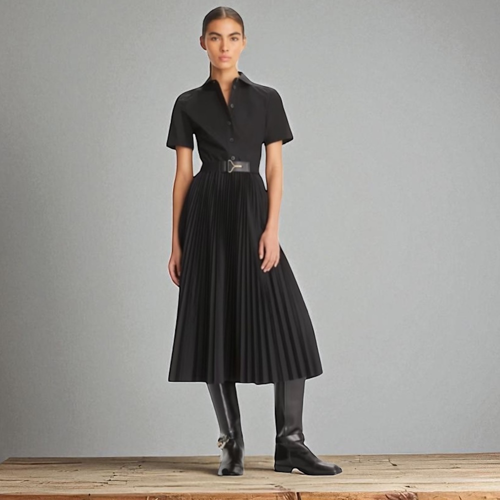 Tory Burch POPLIN PLEATED SHIRTDRESS SIZE 6